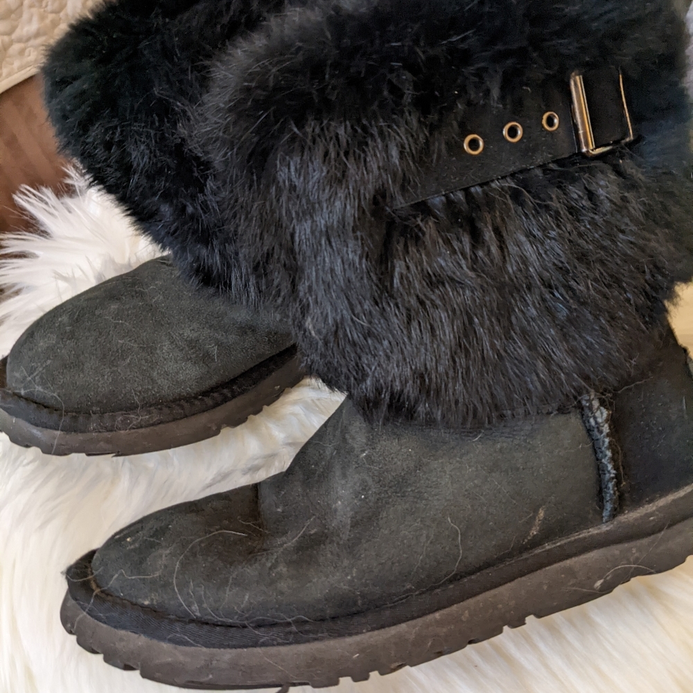 Suede Faux-Fur Ankle Boots